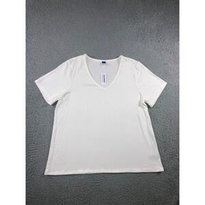 Old Navy Luxe V Neck Short Sleeve T Shirt‎ Women XL White Basic Everyday Tee